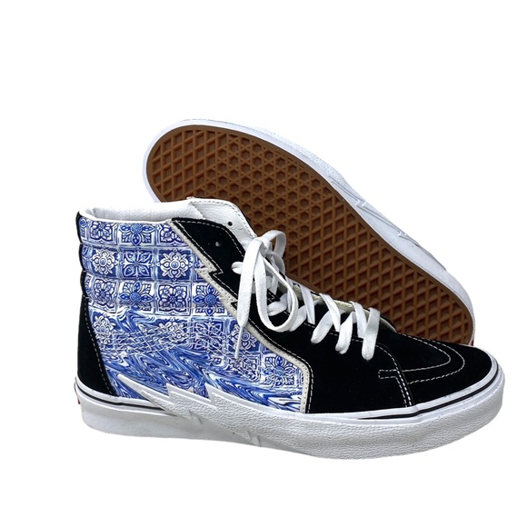 VANS Sk8-Hi Bolt Shoes Men's Black Blue Suede Canvas Sneakers Skate VN0A5JIVBLK - Picture 5 of 8